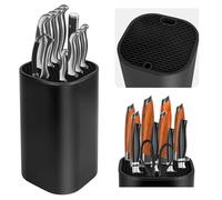 Knife Block Without Knives, Universal Knife Block, Detachable Knife Holder, Space Saver Knife Storage Holder with Scissors Slot, Sharpening Bar Slot, Kitchen Knife Holder Black