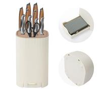 Knife Block Without Knives with Sharpening Stone Large Volume with Scissors Slot Universal Knife Holder Ninonly Easy Cleaning Detachable Knife Storage Space Saver for Kitchen White