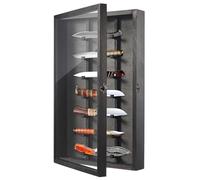 Knife Display Case with Lockable Clear Acrylic Door, Wall Mount Wooden Knife Display Stand, Pocket Knife Display Cases for Storage, Collection, Holds up to 7 Knifes (Black)