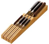 Knife Drawer Organizer, Bamboo Wood Knife Holder, Knife Block Fit for 7 Knives