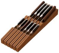 Knife Drawer Organizer, Bamboo Wood Knife Organizer Drawer Insert, Brown Knife Block Fit for 11 Knives