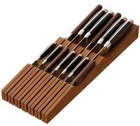 Knife Drawer Organizer, Bamboo Wood Knife Organizer Drawer Insert, Brown Knife Block Fit for 13 Knives