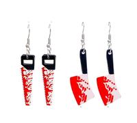 Knife Earring for Women Men Acrylic Blood Printed Knife Earring Gothic Horror Saw Dagger Drop Dangle Earring for Women Men Hip Hop Halloween Party Jewelry, Acrylic, No Gemstone