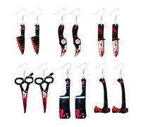 Knife Earrings for Women Creative Handmade Gothic Vintage Punk Knife Dangle Earring Funny Acrylic Sword Scissors Axe Earring for Men Halloween Cosplay Party Jewelry, Acrylic, No Gemstone