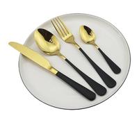 Knife, Fork and Spoon Set Gold Dinnerware Set Stainless Steel Cutlery Black Fork Knife Tea Spoon Dinner Colorful Silverware Kitchen Tableware(Black)