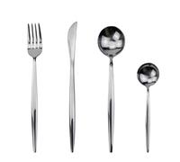 Knife, Fork and Spoon Set Stainless Steel Cutlery Sets Safe Rounded Spoons Silverware for Kitchen Re-usable