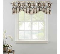 Knife Fork Tie Up Valances Curtain, Tableware Flower Adjustable Rod Pocket Short Window Treatment Tie Up Curtains Valances for Kitchen Living Room Bathroom 42x12 Inches