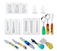 Knife Handle Resin Mold, 5 PCS Cylindrical Bamboo Irregular Cheese Shape Tableware Silicone Knife Fork Handle Molds for Epoxy Resin Casting Cutting Board Table Tabletop Dining Tools