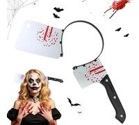 Knife in the Head, Halloween Headband, Bloody Cleaver Headband, Scary Accessory, Halloween Costume Accessory with Fake Cleaver Through the Head, Scary Joke Item for Adults, Party