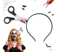 Knife in the Head, Halloween Headband Bloody Scissors in the Head, Horror Hair Accessories, Scary Accessory, Halloween Costume Accessory with Fake Scissors Through the Head, Scary Joke Item for Adults