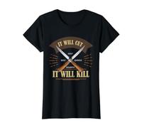 Knife Making Humor Cut Heat Beat Quench Sharpen Workshop Value Graphic T-Shirt, Women, Black, S