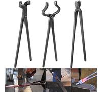 Knife Making Tongs Set Blacksmith Tongs Bladesmith Tool Tong Anvil Vise Forge (3 Tongs)
