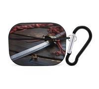 Knife on The Floor Earbuds Organizer Shockproof Protective Airpods Pro Cover with Carabiner Clip Anti Fall Carrying Earphone Case Cover for Airpods Pro 2nd Generation Black