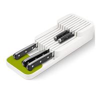 Knife Organiser, Kitchen Knife in-Drawer Organizer for 9 Knives, Compact Durable Safety Space-Saving, Washable Drawer Knife Holder Block Organiser for Knife Set Storage, White