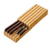 Knife Organizer Drawer Insert, In-Drawer Bamboo Wood Knife Block, Drawer Knife Storage Steak Knife Holder Without Knives, Holds up to 5 Knives