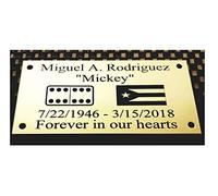 Knife-Point 4" x 2" solid brass engraved nameplate. Personalised engraved memorial plaque with FAST DESPATCH. Made in Sheffield.