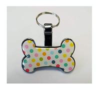 KNIFE-POINT Multicoloured Personalised Engraved POLKA DOT Pet ID Tag, ID Bone, Dog Tag, ID Tag - 27mm - MADE IN SHEFFIELD by Link Industry Ltd.