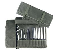 Knife Roll Bag, Heavy Duty Waxed Canvas Chef Knife Case for Kitchen Tools, Portable Knifes Organizer with Secure Buckle & Straps - Water-Resistant, Durable for Travel Camping