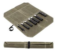 Knife Roll Bag, Portable 7 Slots Waxed Canvas Knife Bags, Cutlery Tool Roll Case Bag for Camping Hold Home Kitchen Tools, Easy Carry with Wrapping Strap, Superior Gift for Cooking Chef(COLOR:green)