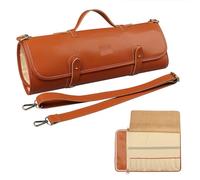 Knife Roll Storage Bag with 10 Slots and Zippered Pocket, Adjustable Detachable Shoulder Strap, Ideal for Chefs and Culinary Students - Knives Not Included