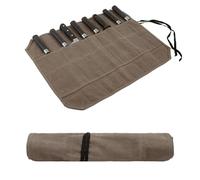 Knife Roll,Waxed Canvas Knife Bag,Heavy Duty Knife Case,Chef Knife Bag Roll with 8 Slots for Knives and Kitchen Tools,Knife Roll Bag For Chefs Culinary Traveling,Knives Pouch Holder Wrap (Coffee)