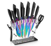 Knife Set, D.Perlla 16 PCS High Carbon Stainless Steel Rainbow Kitchen Knife Set, Titanium Plating Blade, Non Slip Handle, Sharp Knife, Rust and