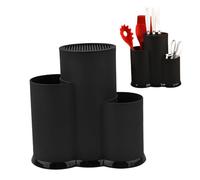 Knife Set with Block Plastic Round Knife Block Without Knives 3 in 1 Kitchen Holder Space-Saving Holder Detachable Holders for Counter Top Daily Use Black