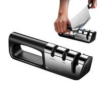 Knife Sharpener - 3 Stage Manual Knife Sharpener | Handheld Cutter Sharpener | Not Quiet Professional Tool for Scissors that Light Up Repair Polishing and Kitchen with Accessories