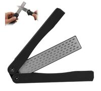 Knife Sharpener, 400/600 Grit Folding Pocket Diamond Whetstone (Black) | ABS Handle Double-Sided Sharpening Stone, Portable Pocket Sharpener for Outdoor Knives Kitchen Cutlery Garden Tools