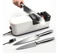 Knife Sharpener, 5 in 1 Electric Kitchen Knife Sharpening System Featuring Dual-Sided Alignment for Chefs Knives, Scissors Home, Sharpening Stone Alternative, Quick Edge Restoration, Safe Function