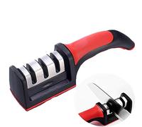 Knife Sharpener,Knife Sharpener with Non-slip Handle and Base,Removable Manual 3 Stage Knife Sharpening,Safe and Efficient,for Knives, Scissors and Stainless Steel Tools