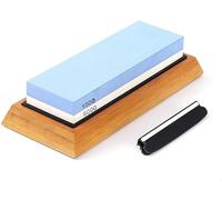 Knife Sharpening Stone-1000/6000 Grit Whetstone, Whetstone Sharpener Stone with Slip-Resistant Silicone Base|Best Wet Stone|Nonslip Bamboo Base & Angle Guide (Whetstone 1000/6000)