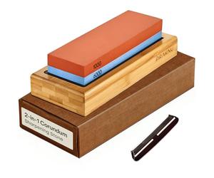 Knife Sharpening Stone 1000/6000 - Whetstone for Knives with Non-Slip Silicone and Bamboo Base - Suitable for Beginners - for Optimal Sharpness