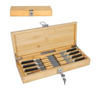 Knife Storage Box with Lock - Kitchen Lockable Bamboo Knife Organizer, Kids Safe in Drawer Knife Block, Multi Purpose Lock Box - Knives Not Included