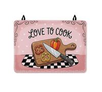 Knife Stove Top Cover for Electric Stove, Fanciful Modern Cutting Board Bell Pepper Summer Peach Rubber Non-Slip Cover for Glass Top Electric Kitchen Countertop Decor 28x20 Inch