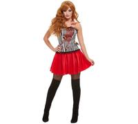 Smiffys Deluxe Knife Throwers Assistant Costume, White with Corset & Skirt, Circus Fancy Dress, Jester Dress Up Costumes