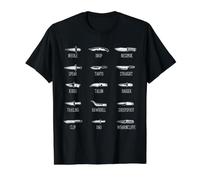 Knife Types Chart Blade Shapes Collector Reference Art Value Graphic T-Shirt, Men, Black, M
