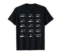 Knife Types Chart Blade Shapes Collector Reference Art Value Graphic T-Shirt, Men, Black, M