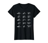 Knife Types Chart Blade Shapes Collector Reference Art Value Graphic T-Shirt, Women, Black, M