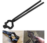 Knifemaking and Blacksmithing Tongs, 16" Z V-Bit Tongs Ideal for Beginner and Seasoned Blacksmiths & Bladesmiths, Z-Jaw Offset Knife Making Tongs Blacksmith Z Type Tongs with V-Bit Jaws