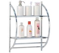 KNIGHT 2 Tier Chrome Bathroom Shelf Rack with Double Towel Rail by rubiesofuk