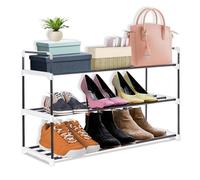 Knight 3 Tier Heavy Duty Metal Shoe Rack | Sturdy Shoe Storage Holds 12-15 Pairs | Space-Saving Shoe Organiser for Entryway Hallway Living Room | Easy Assemble - No Tools Required | Grey