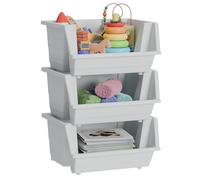 Knight 40L Stackable Open Storage Boxes | Multi-Purpose Plastic Storage Containers for Home, Office & Garage | Storage Bins for Clothes, Toys, Tools & Household Storage | White - 3 Pack.