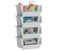 Knight 40L Stackable Open Storage Boxes | Multi-Purpose Plastic Storage Containers for Home, Office & Garage | Storage Bins for Clothes,Toys, Tools & Household Storage | White - 4Pack.