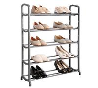 Knight 5 Tier Shoe Rack | Space Saving Shoe Storage Holds 15-20 Pairs | Sturdy Shoe Organiser for Living Room, Hallway, Cloakroom | Matt Grey | 51(H) x 23(W) x 66(L).