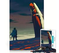 Knight And Angelic Figure Confrontation Jigsaw 1000 Pieces for Teenagers Brain Exercise DownTime Game Real Challenge Birthday Present (38x26cm)
