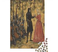 Knight And Blonde Lady 38x26cm/1000pcs Erwachsenenpuzzle - 14th Century Illustration Style Erwachsenenpuzzle DIY-Puzzlespielzeug