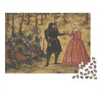 Knight And Blonde Lady Rätsel Für Erwachsene |14th Century Illustration Style| Familienspaß-Puzzles 1000pcs (75x50cm) Erwachsene