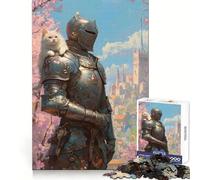 Knight And Cat in A Medieval City 1000 Piece Jigsaw Puzzles for Teenagers Jigsaw Brain Gain Sharp Edge Family Game Game Night (38x52cm)