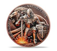 Knight and Lion Challenge Coin | Chivalric Valor & Sacred Shield Medallion | Knight and Lion Historical Token | Commemorative Gifts for Collectors, Historians, and Enthusiasts